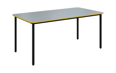 JSBR 170N Jídelní stůl 1700 x 900 mm, deska šedá s hranou žlutá odio / podnož černá